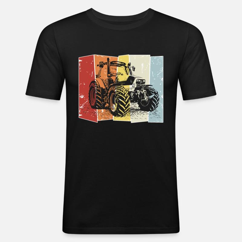 Trattore Deutz retro - Maglietta aderente da uomo - nero
