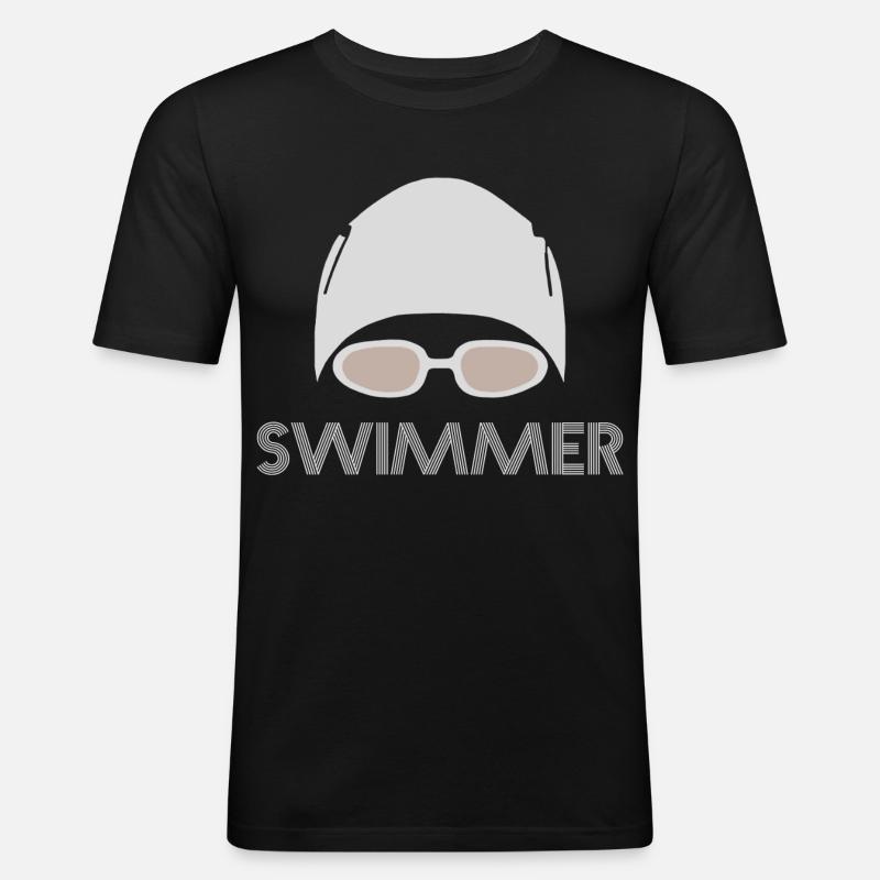 Swimmer - Männer Slim Fit T-Shirt - Schwarz