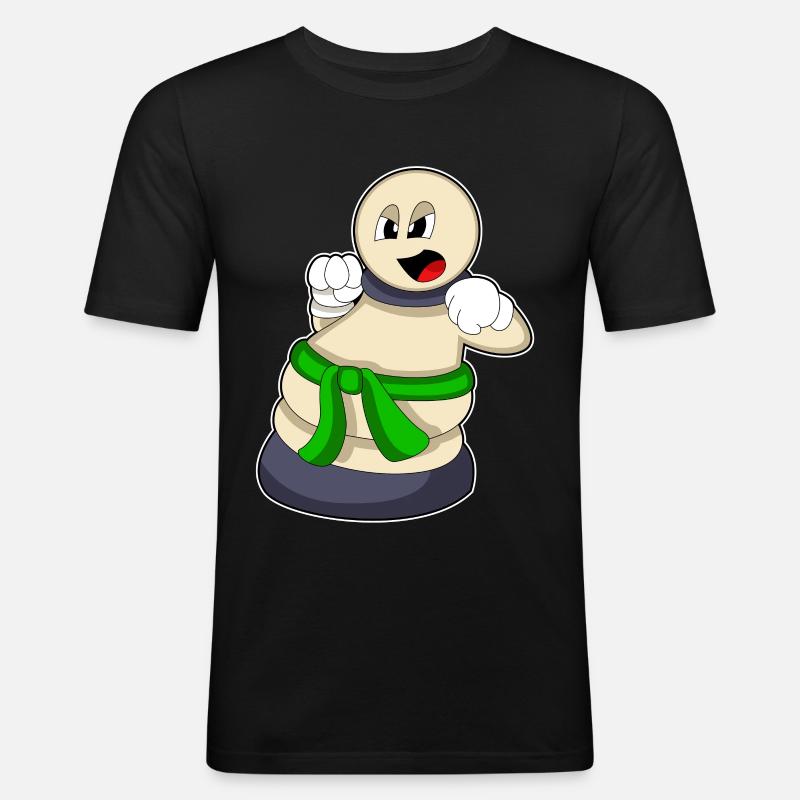 Schachfigur Bauer beim Schach - Männer Slim Fit T-Shirt - Schwarz