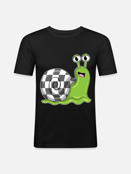 Snail Chessboard Chess Board Game - Men's Slim Fit T-Shirt - black