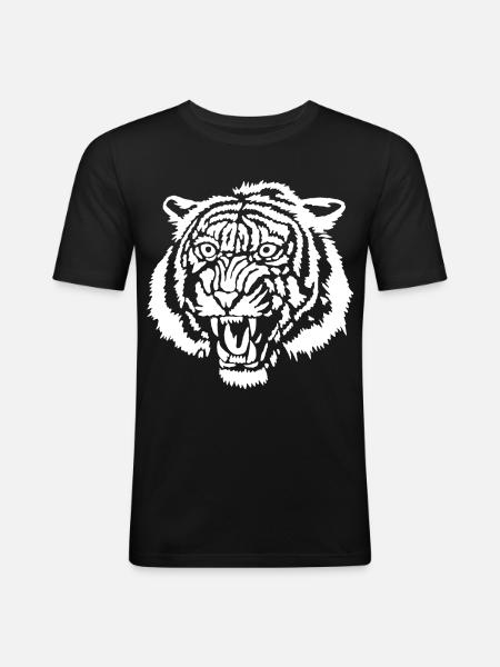 White tiger graffiti - Men's Slim Fit T-Shirt - black