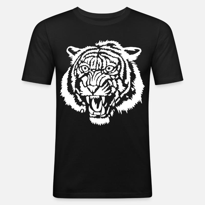 Weißer Tiger Graffiti - Männer Slim Fit T-Shirt - Schwarz