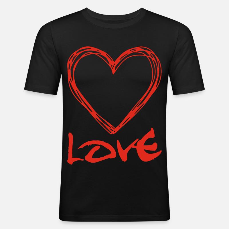 rotes Graffiti-Herz - Männer Slim Fit T-Shirt - Schwarz