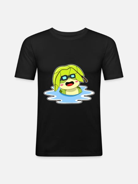 Frosch Sonnenbaden - Männer Slim Fit T-Shirt - Schwarz