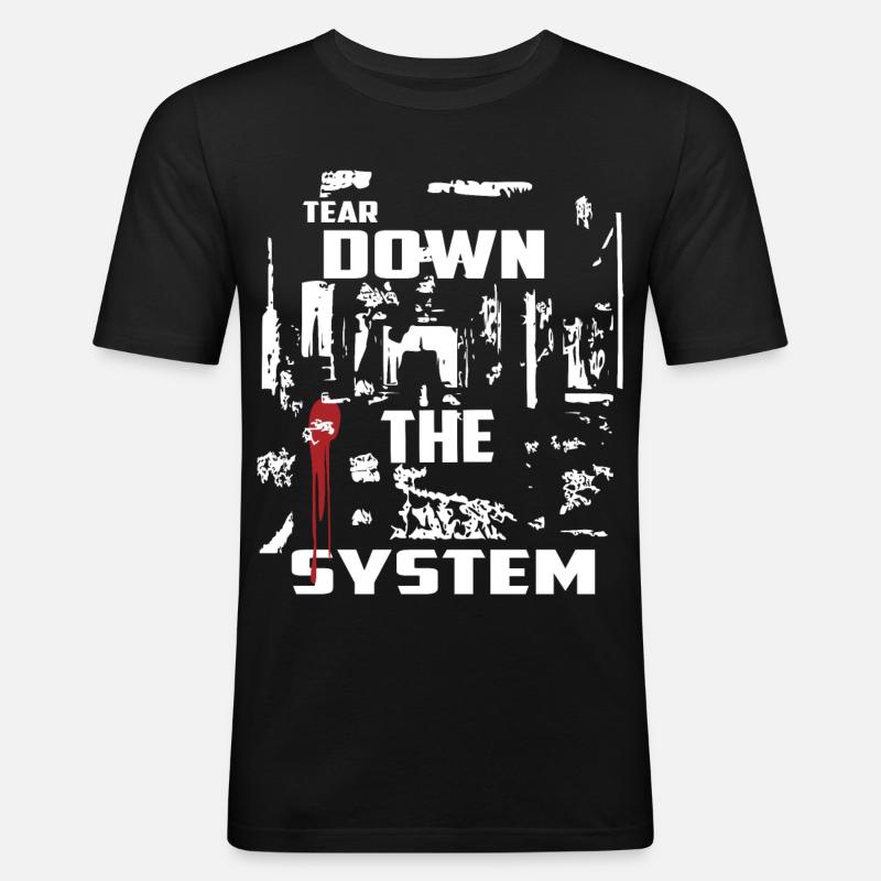 Zerstören Sie das System - Männer Slim Fit T-Shirt - Schwarz