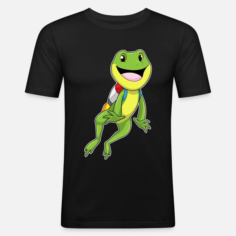 Frosch mit Jetpack - Männer Slim Fit T-Shirt - Schwarz