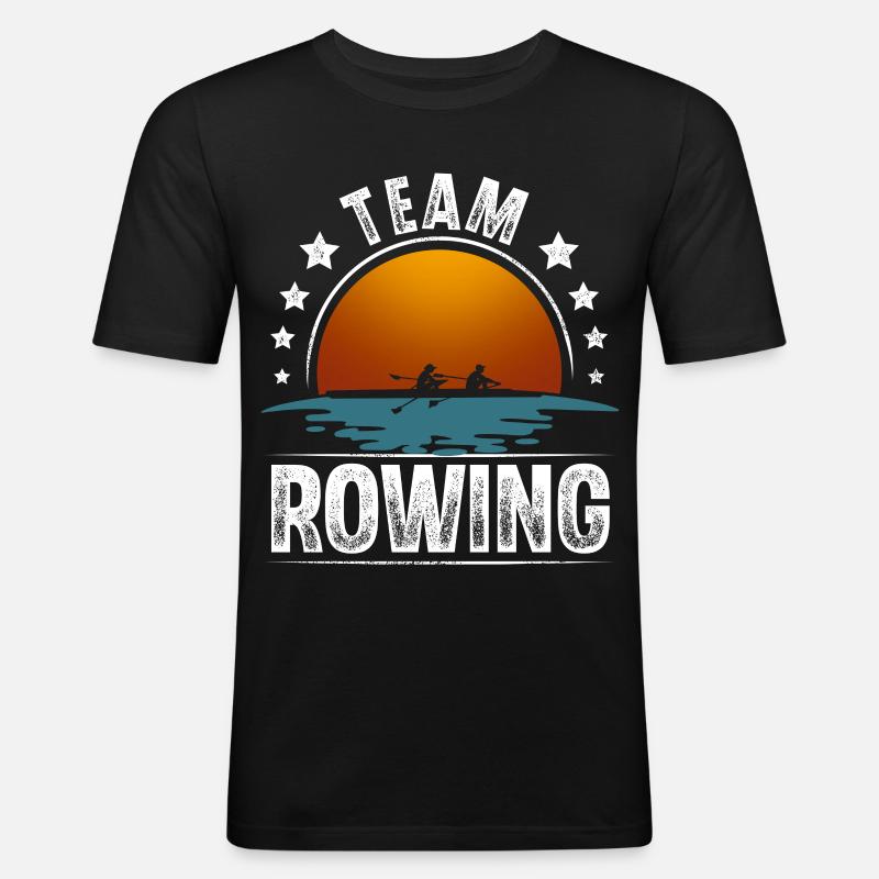 Rudern Ruderer Ruderboot Team - Männer Slim Fit T-Shirt - Schwarz