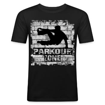Parkour - T-shirt près du corps Homme - noir - Devant - Nik (191cm)