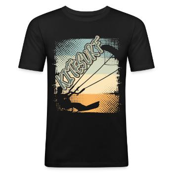Kitesurfen Kitesurf Kitesurfer Kiteboard - Männer Slim Fit T-Shirt - Schwarz - Vorne - Nik (191cm)