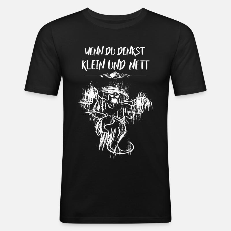 Klein und nett Geist - Männer Slim Fit T-Shirt - Schwarz