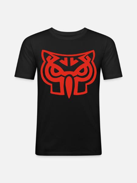 Red owl head - Men's Slim Fit T-Shirt - black