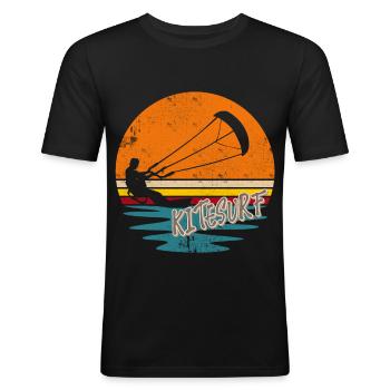 Kitesurfen Kitesurf Kitesurfer Kiteboard - Männer Slim Fit T-Shirt - Schwarz - Vorne - Nik (191cm)