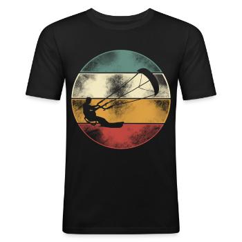Kitesurfen Kitesurf Kitesurfer Kiteboard - Männer Slim Fit T-Shirt - Schwarz - Vorne - Nik (191cm)