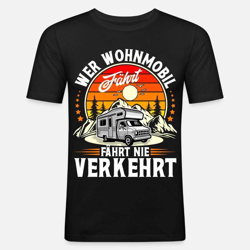 Camping Camper Campen - Männer Slim Fit T-Shirt - Schwarz