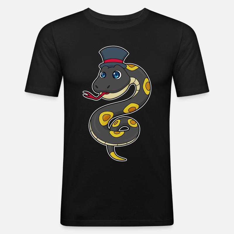 Schlange mit Hut - Männer Slim Fit T-Shirt - Schwarz