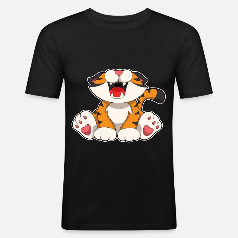 Brüllender Tiger - Männer Slim Fit T-Shirt - Schwarz