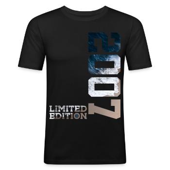 19. GEBURTSTAG LIMITED EDITION 2007 - Männer Slim Fit T-Shirt - Schwarz - Vorne - Nik (191cm)