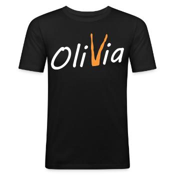 Olivia Bein - Men's Slim Fit T-Shirt - black - Front - Nik (191cm)