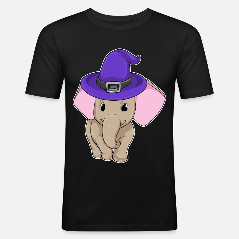 Elefant als Zauberer - Männer Slim Fit T-Shirt - Schwarz