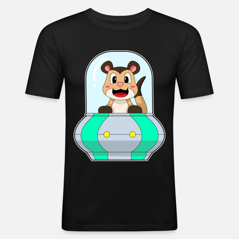 Erdmännchen mit Schiff - Männer Slim Fit T-Shirt - Schwarz