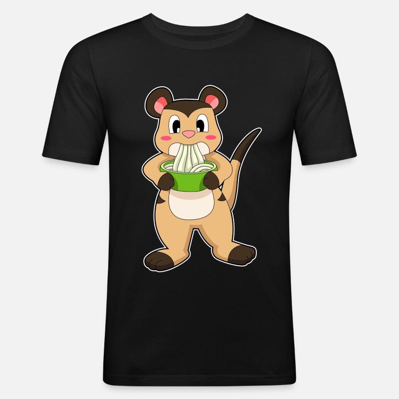 Erdmännchen mit Ramen - Männer Slim Fit T-Shirt - Schwarz