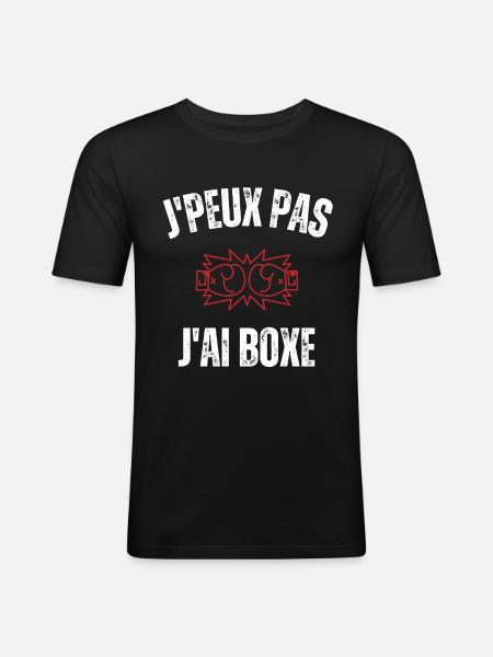 Je peux pas j'ai boxe - T-shirt près du corps Homme - noir