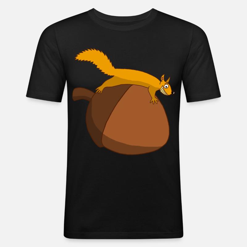 Das Eichhörnchen gegen die Eichel - Männer Slim Fit T-Shirt - Schwarz
