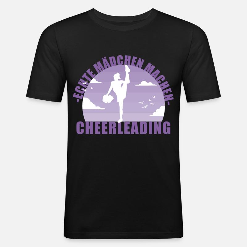 Cheerleading Cheerleader Pompons Mädchen Geschenk - Männer Slim Fit T-Shirt - Schwarz