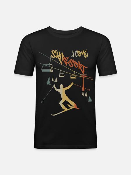 Skiurlaub ich komme ! - Männer Slim Fit T-Shirt - Schwarz
