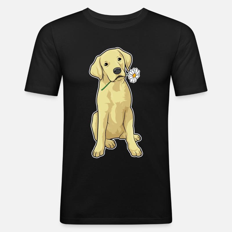 Labrador Gänseblümchen - Männer Slim Fit T-Shirt - Schwarz