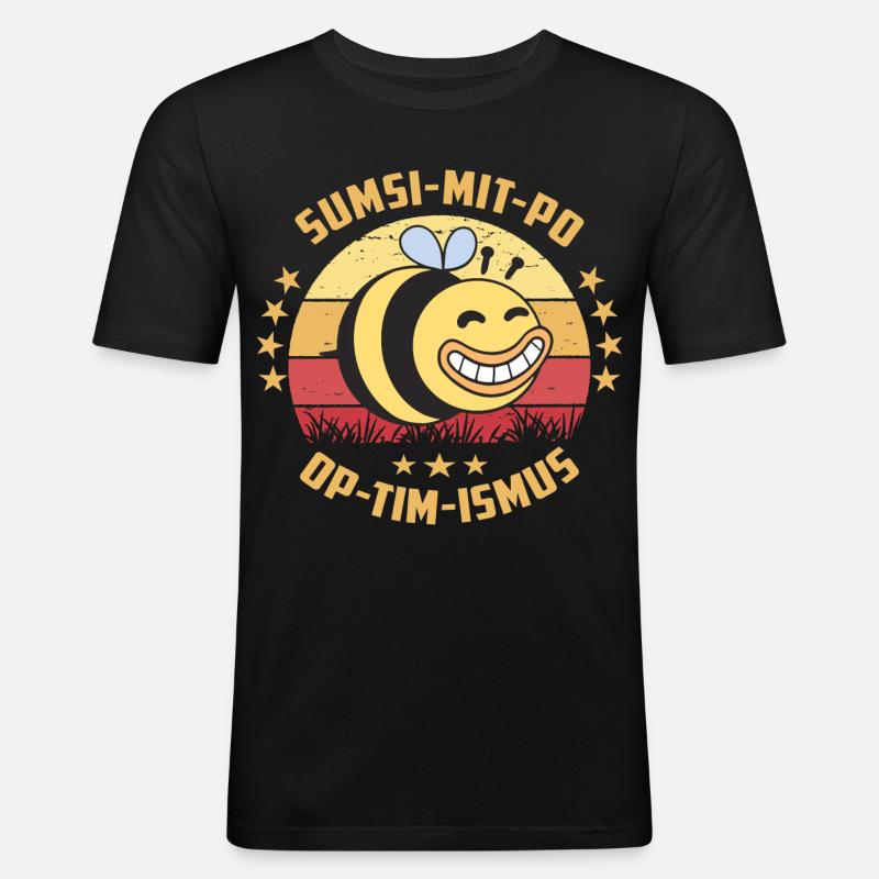 Optimismus oder Sumsi mit Po - Männer Slim Fit T-Shirt - Schwarz