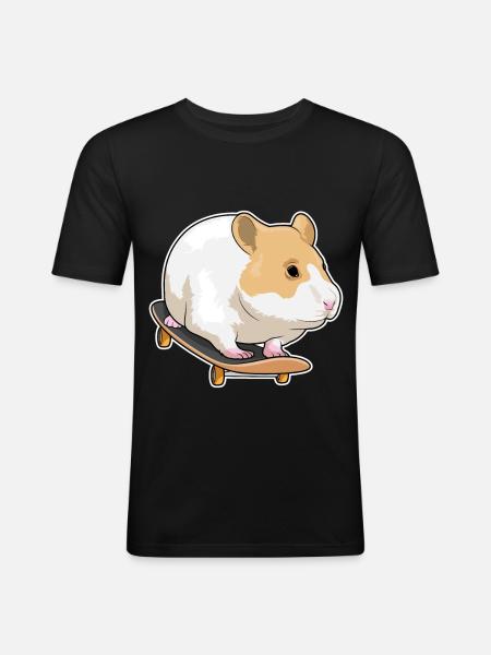 Hamster Skater Skateboard - Men's Slim Fit T-Shirt - black