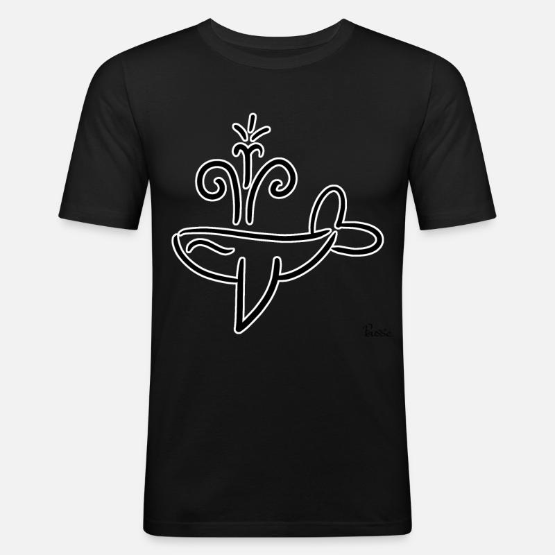 Wal! Von Pousse2Bamboo ! - Männer Slim Fit T-Shirt - Schwarz