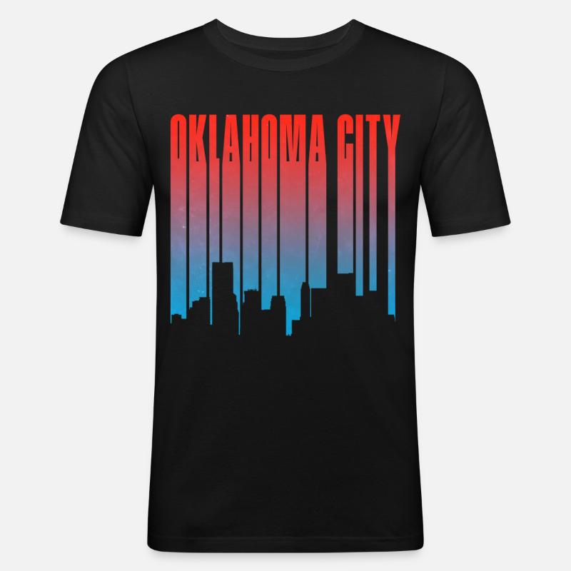 Oklahoma City Skyline Gradient - Männer Slim Fit T-Shirt - Schwarz