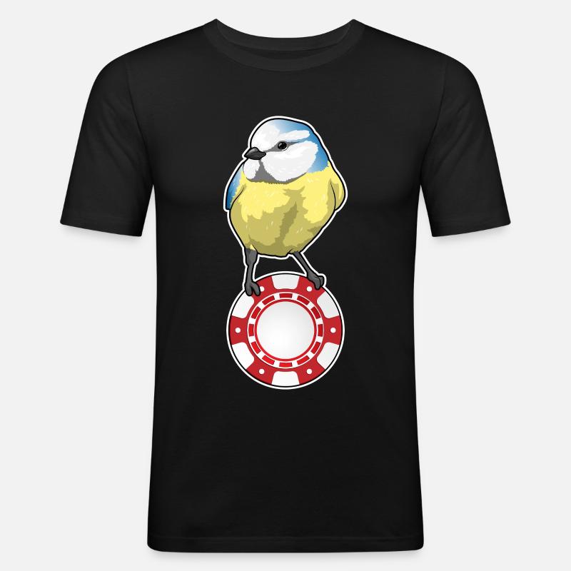 Vogel Poker Pokerchips - Männer Slim Fit T-Shirt - Schwarz