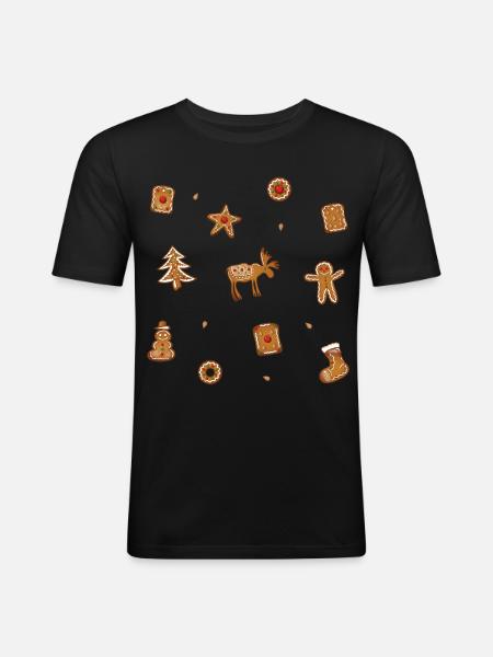 Lebkuchen Plätzchen Spekulatius - Männer Slim Fit T-Shirt - Schwarz
