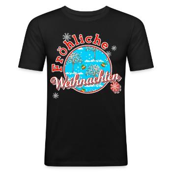 Fröhliche Weihnachten xmas - Männer Slim Fit T-Shirt - Schwarz - Vorne - Nik (191cm)