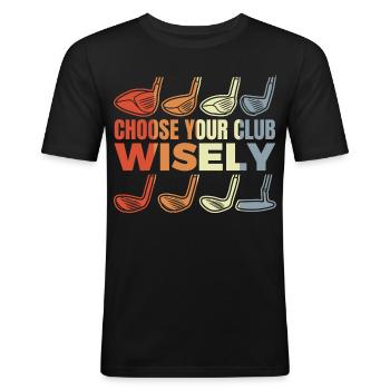Lustiger Golf Witz - Männer Slim Fit T-Shirt - Schwarz - Vorne - Nik (191cm)