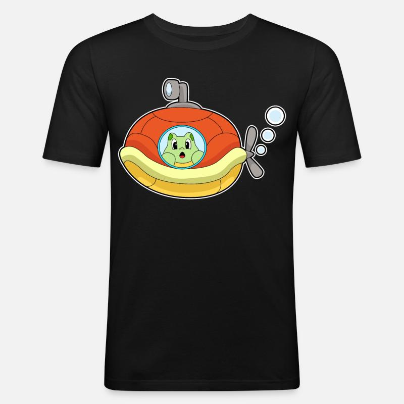 Schildkröte U-Boot - Männer Slim Fit T-Shirt - Schwarz