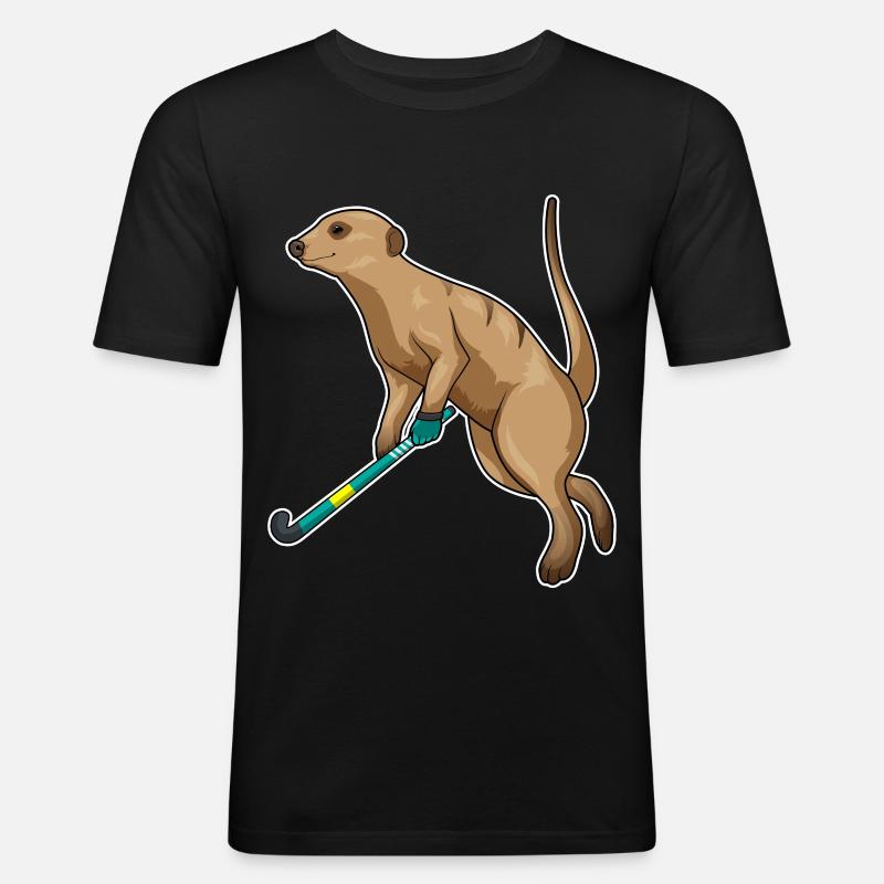 Erdmännchen Feldhockey Feldhockeyschläger - Männer Slim Fit T-Shirt - Schwarz