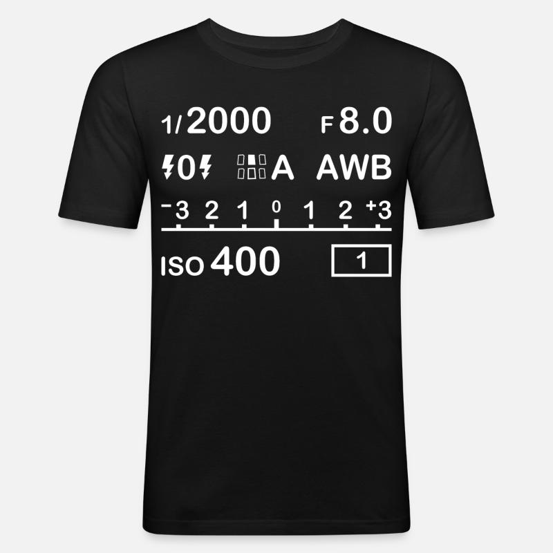 Digitalkamera Einstellungen - Männer Slim Fit T-Shirt - Schwarz