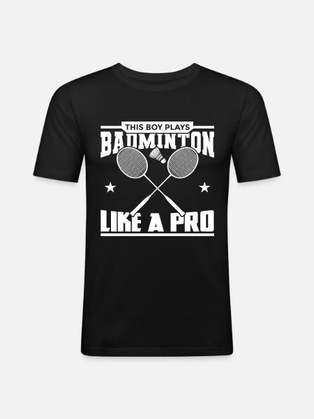 Pojken spelar som ett badmintonproffs - Slim Fit T-shirt herr - svart