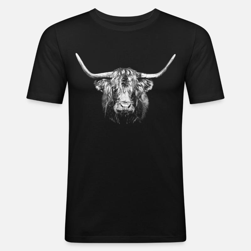 Stier - Männer Slim Fit T-Shirt - Schwarz