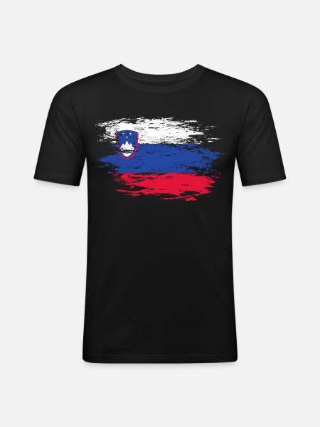 Slovenia Flag used - Men's Slim Fit T-Shirt - black