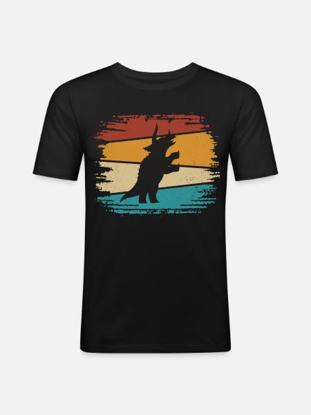 Dino Dinosaur Triceratops - Men's Slim Fit T-Shirt - black