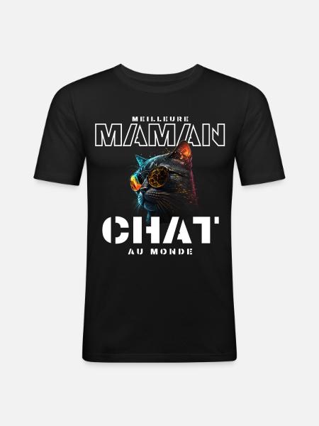Meilleure Maman Chat Mondiale - T-shirt près du corps Homme - noir