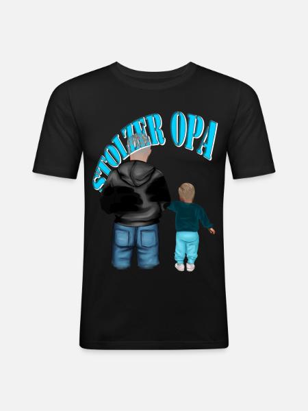 stolzer Opa - Enkel blond Kind Junge - Männer Slim Fit T-Shirt - Schwarz
