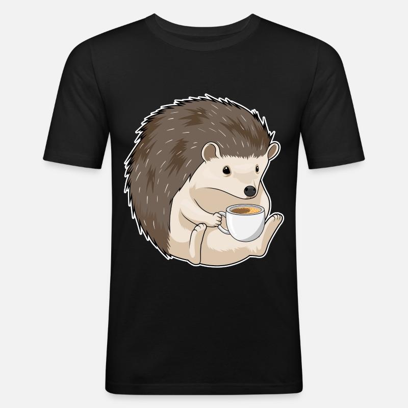 Café hérisson - T-shirt près du corps Homme - noir