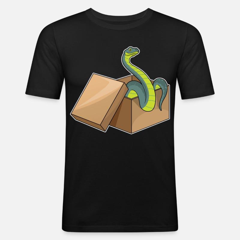 Schlange Karton - Männer Slim Fit T-Shirt - Schwarz