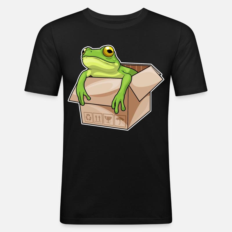 Frosch Karton - Männer Slim Fit T-Shirt - Schwarz